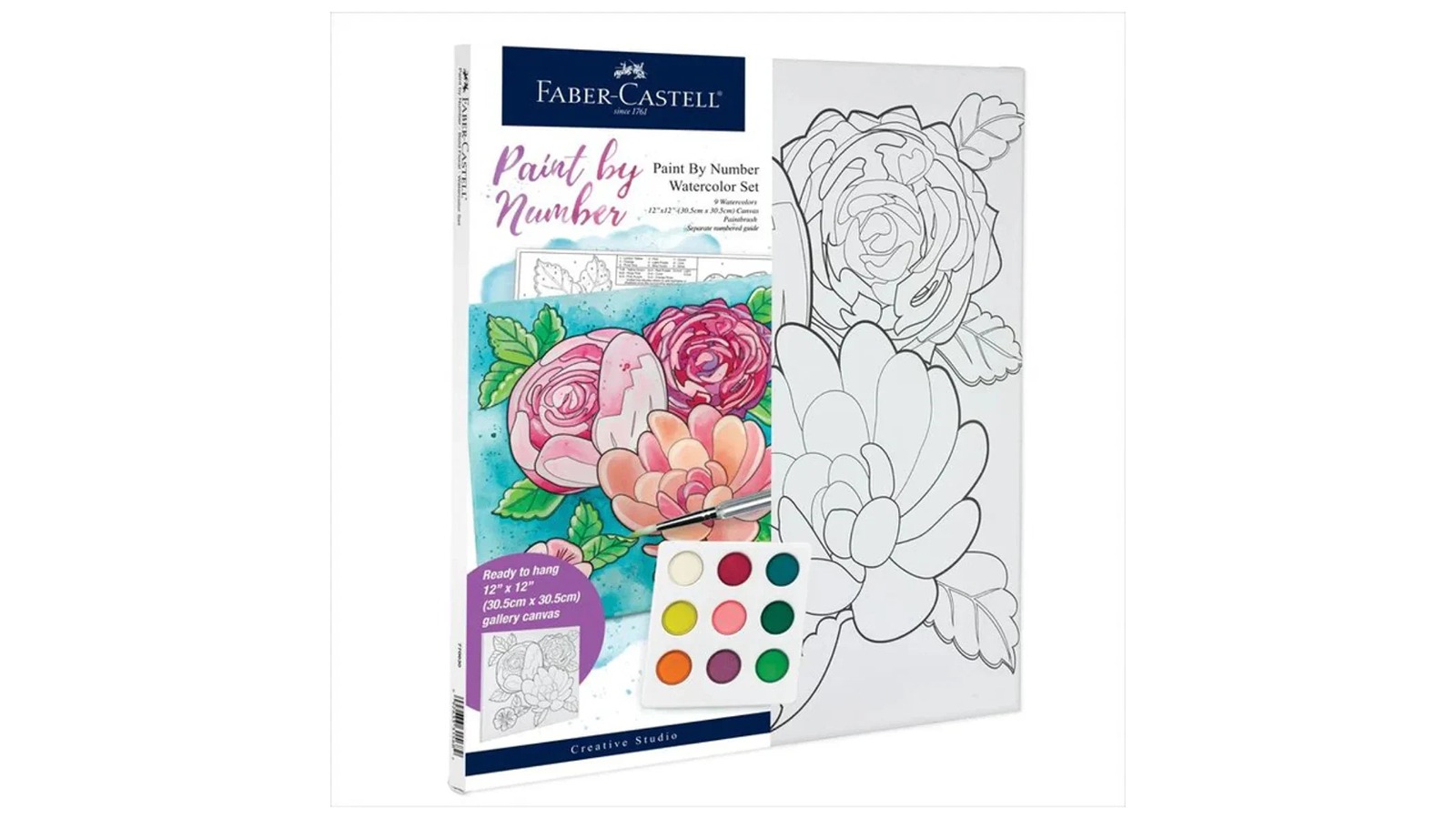 Faber-Castell Creative Studio Paint by Number Floral Watercolour Set