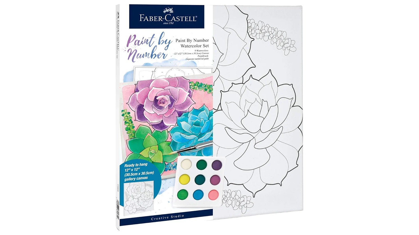 Faber-Castell Creative Studio Paint by Number Succulents Watercolour Set