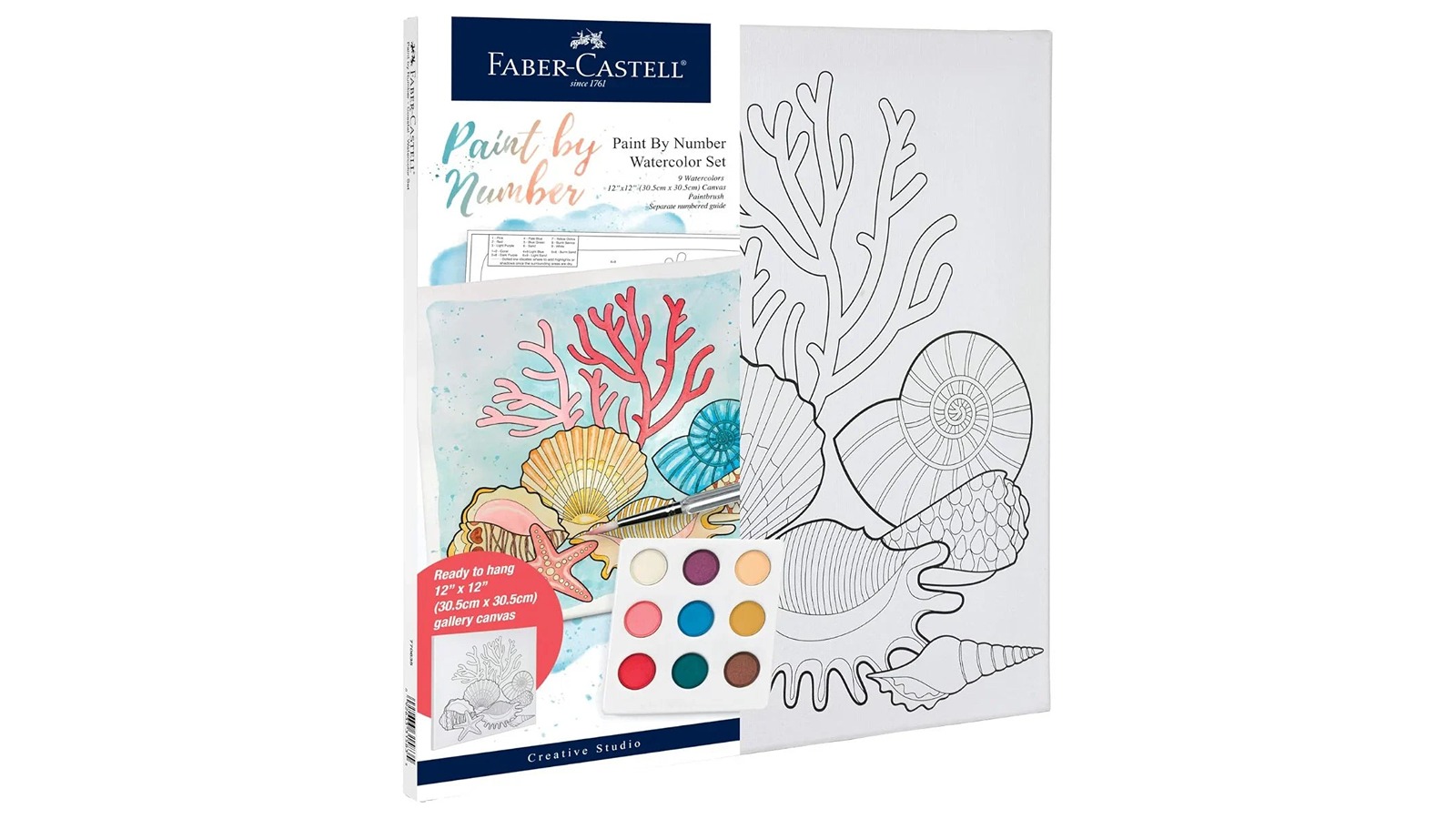 Faber-Castell Creative Studio Paint by Number Coastal Watercolour Set