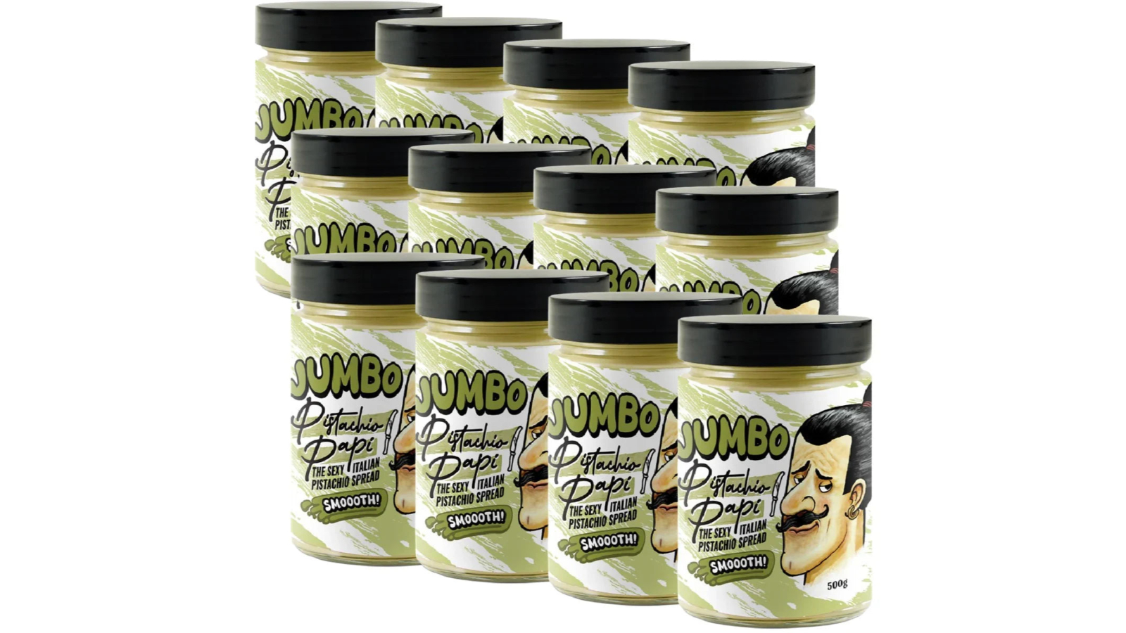 Pistachio Papi Pack of 12 Jumbo Italian Smooth Spread - 500g