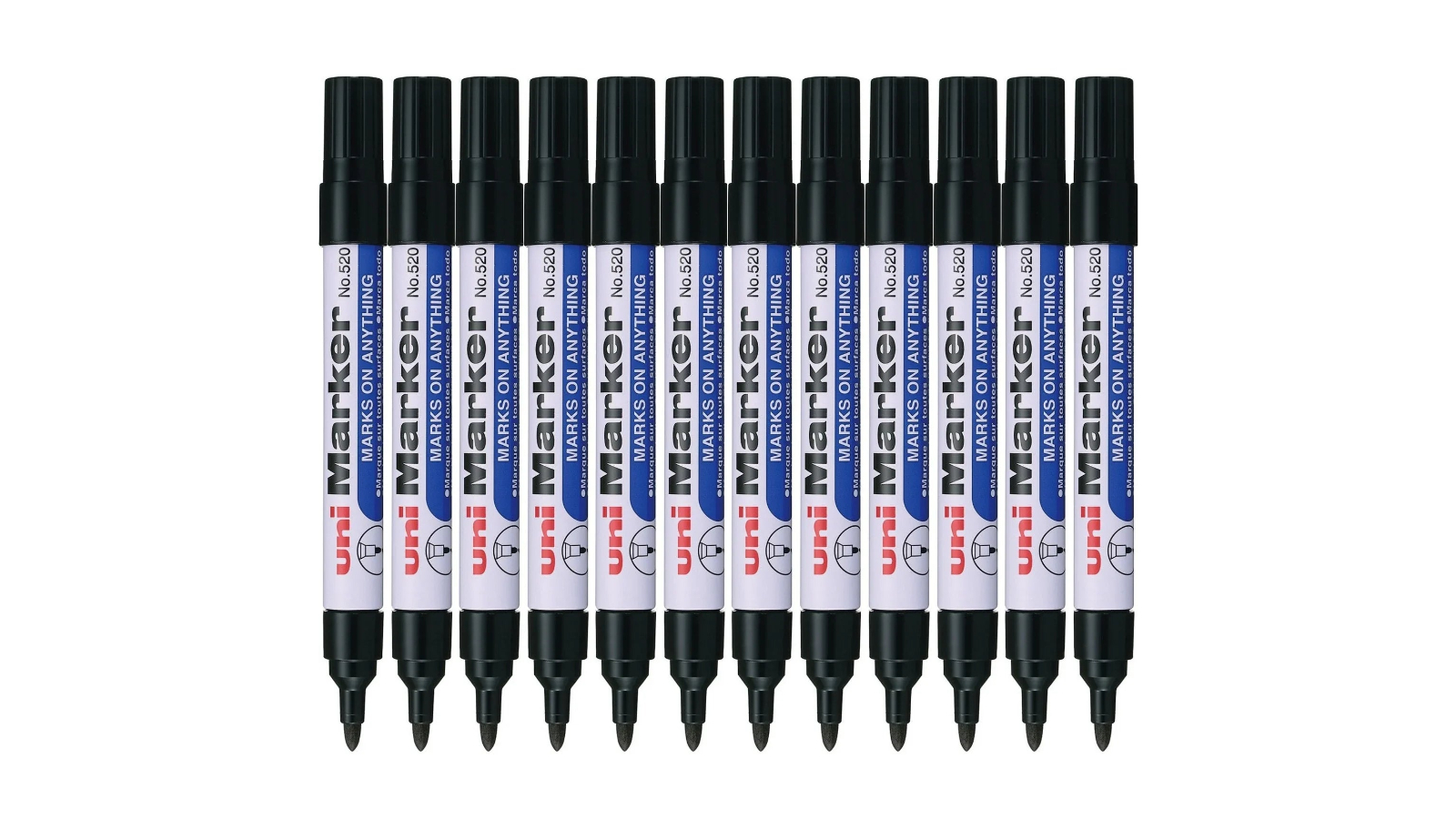 Uni-Ball 3mm Black Permanent Marker - Pack of 12