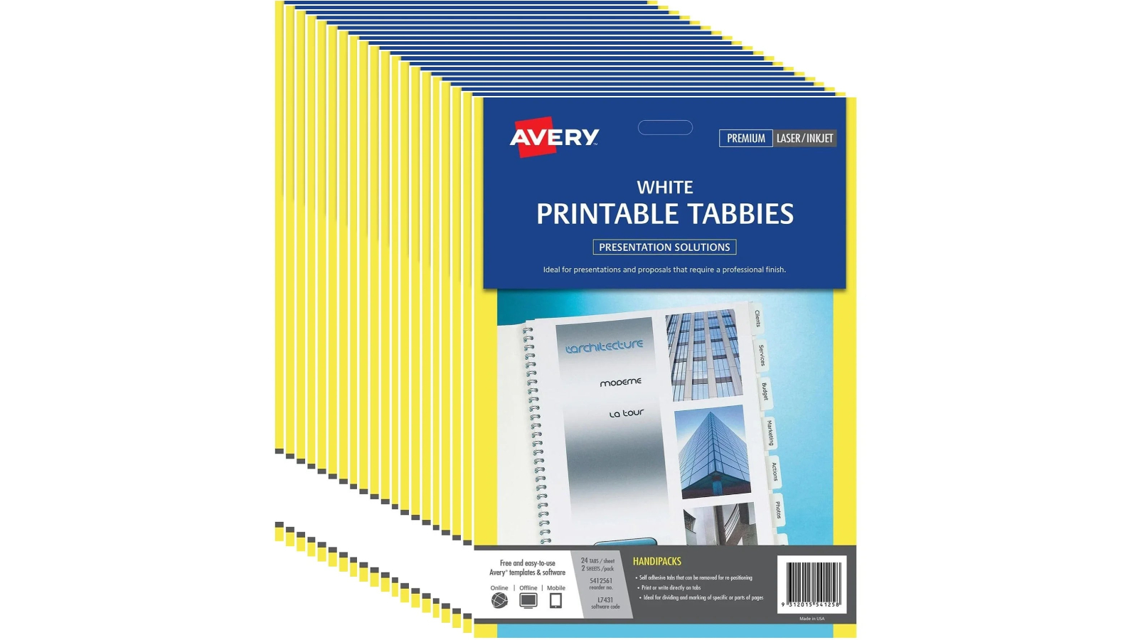 Avery Pack of 48 Print on Tabs Tabbies - White