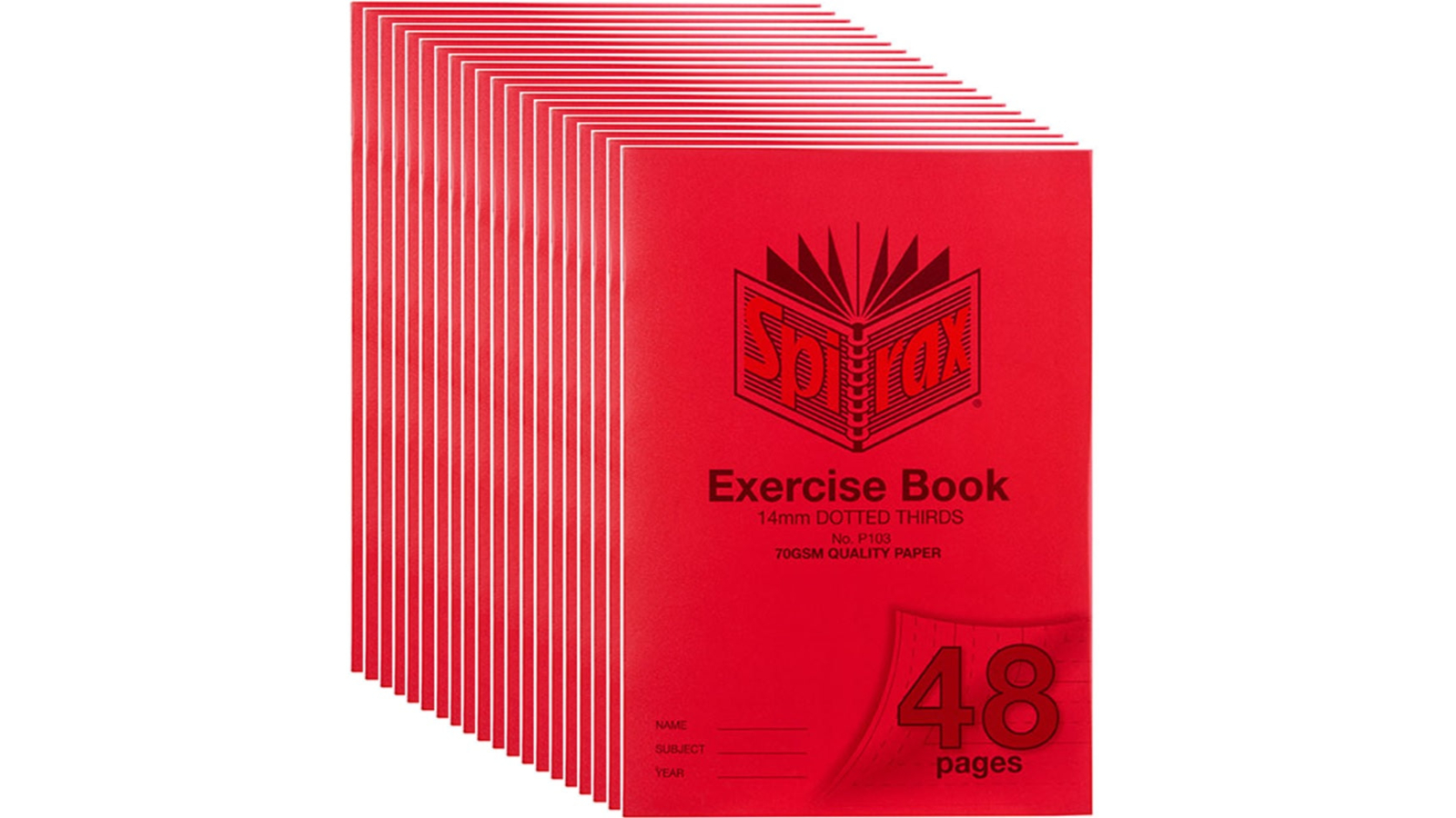 Spirax Red 1.4cm Dotted Thirds Exercise Book - Pack of 20