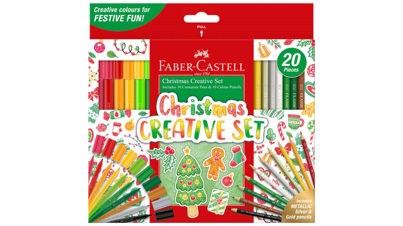 Faber-Castell Piece of 20 Christmas Creative Coloured Pencil - Metallic Silver/Gold