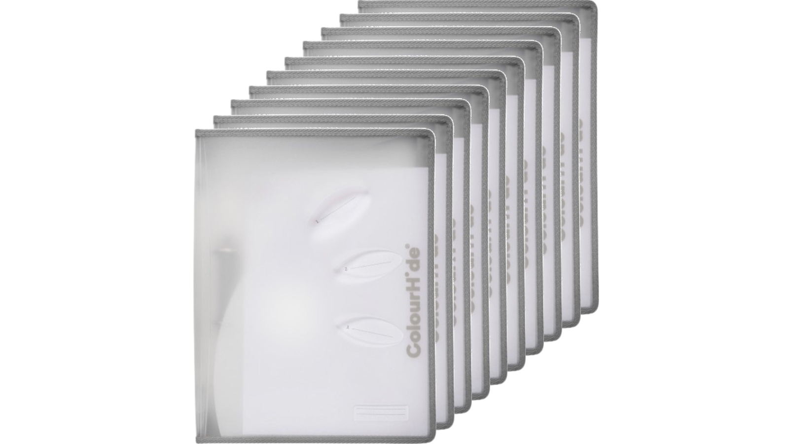 ColourHide Pack of 10 Clear Grey 2 D-Ring A4 Zipper Binder  - 2.5cm