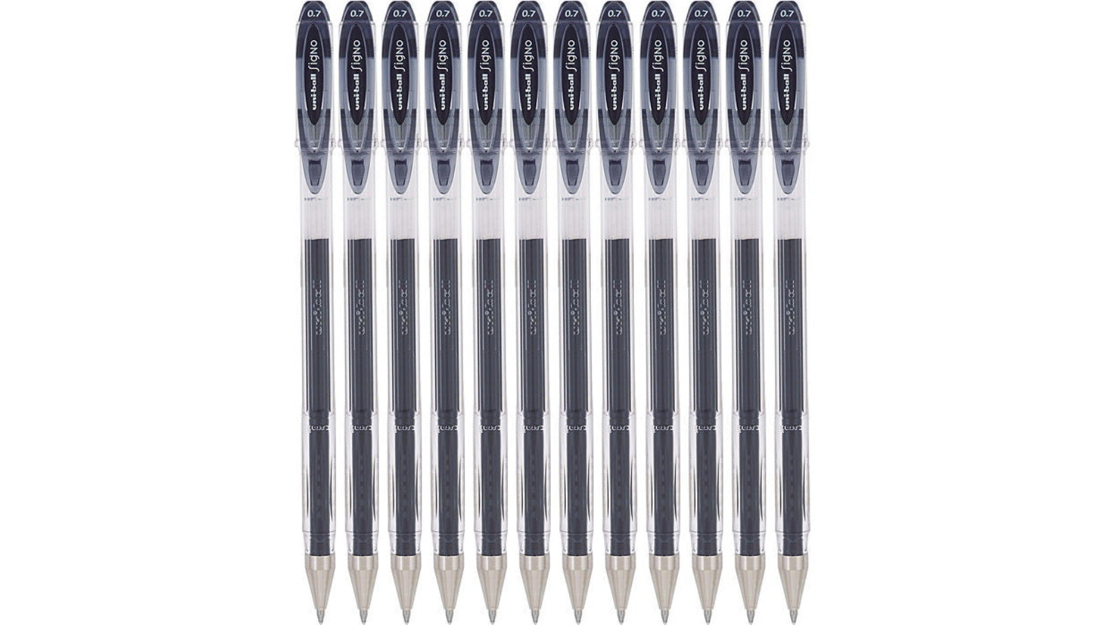 Uni-Ball UM120 0.7mm Signo Gel Ink Black Rollerball Pens - Pack of 12