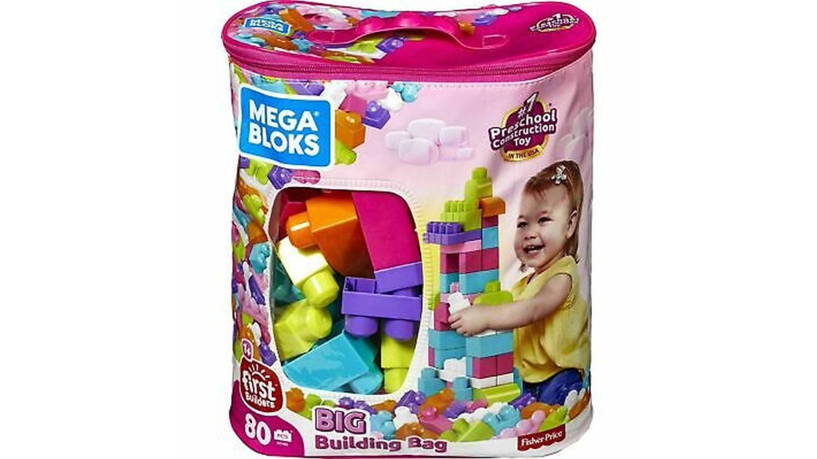 Mega Bloks Core Mb Big Building Bag 80 Blocks Open Stock Toy - Pink