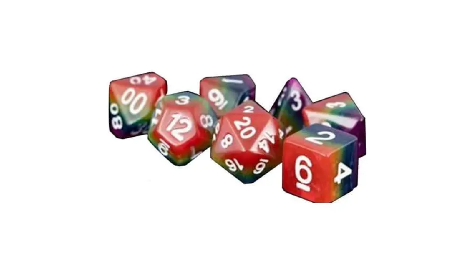 Fanroll By Metallic Dice Games Polyhedral Resin Dice Set - Rainbow