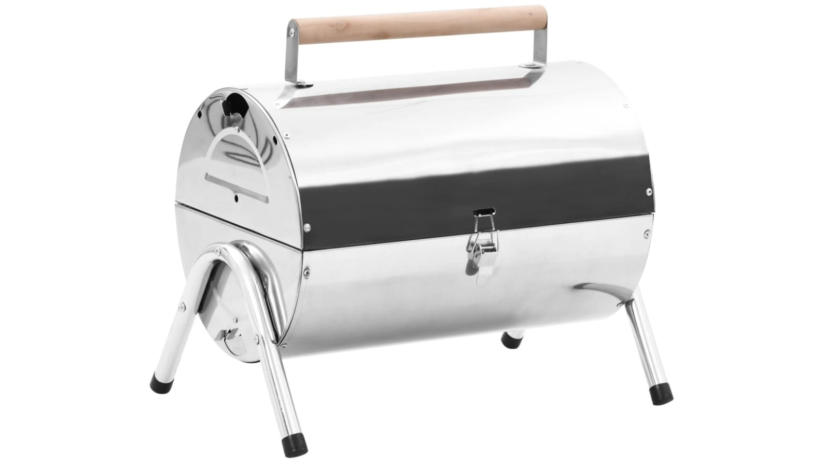 vidaXL Stainless Steel Double Grids Portable Tabletop Charcoal BBQ Grill