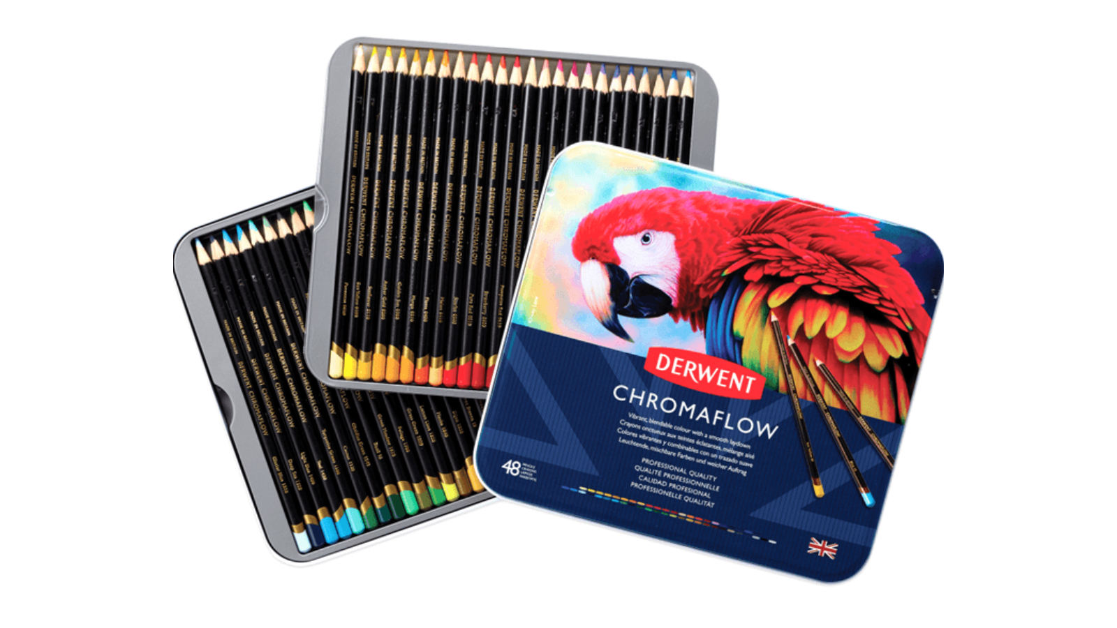 Derwent 48 Professional ChromaFlow Coloured Artists Pencil Tin Set