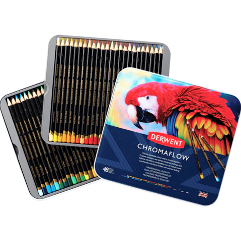 Derwent 48 Professional ChromaFlow Coloured Artists Pencil Tin Set