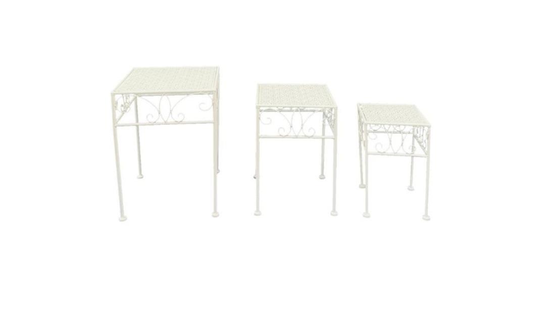 Willow and Silk Set of 3 Square Nested Bordeaux Tables/Pot Plant Stand