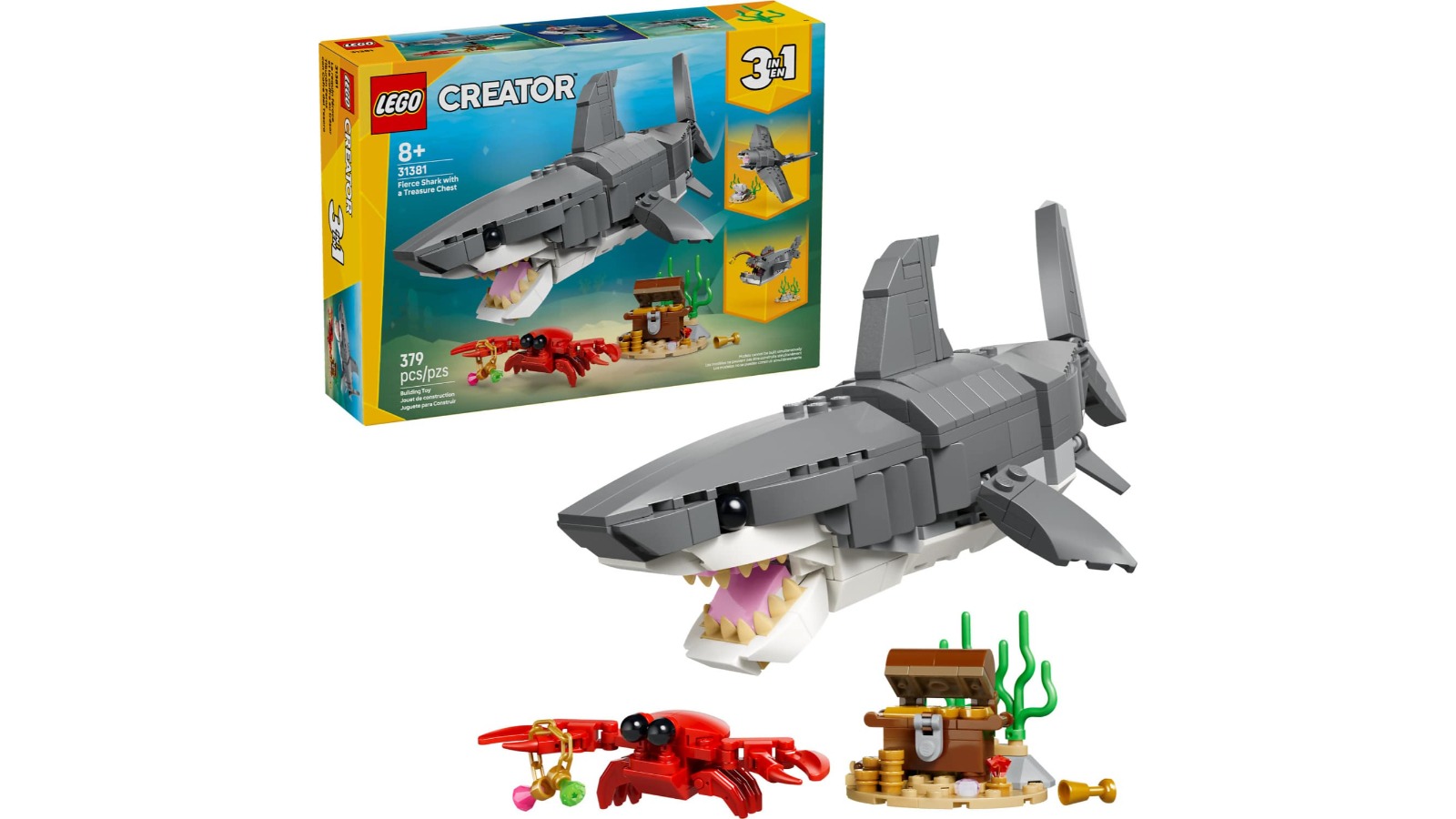 LEGO 31381 Creator 3-in-1 Fierce Shark with a Treasure Chest