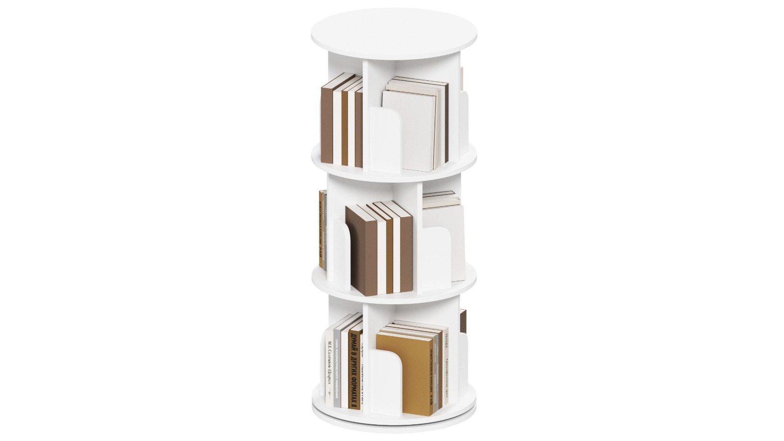 Advwin 3-Tier Wooden Rotating Corner Bookcase - White