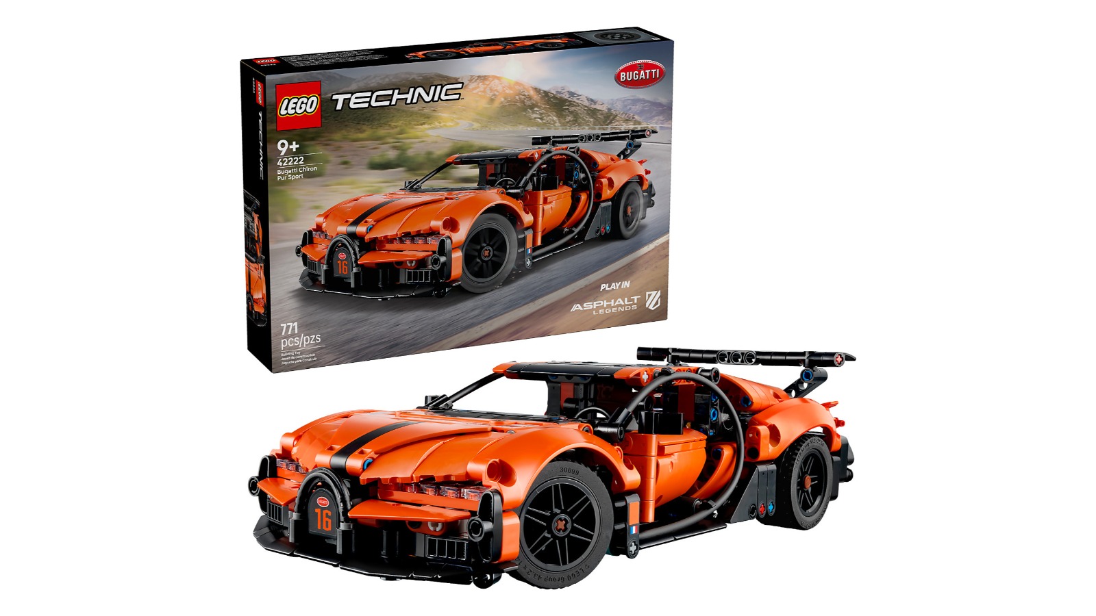 LEGO 42222 Technic Bugatti Chiron Pur Sport Hypercar