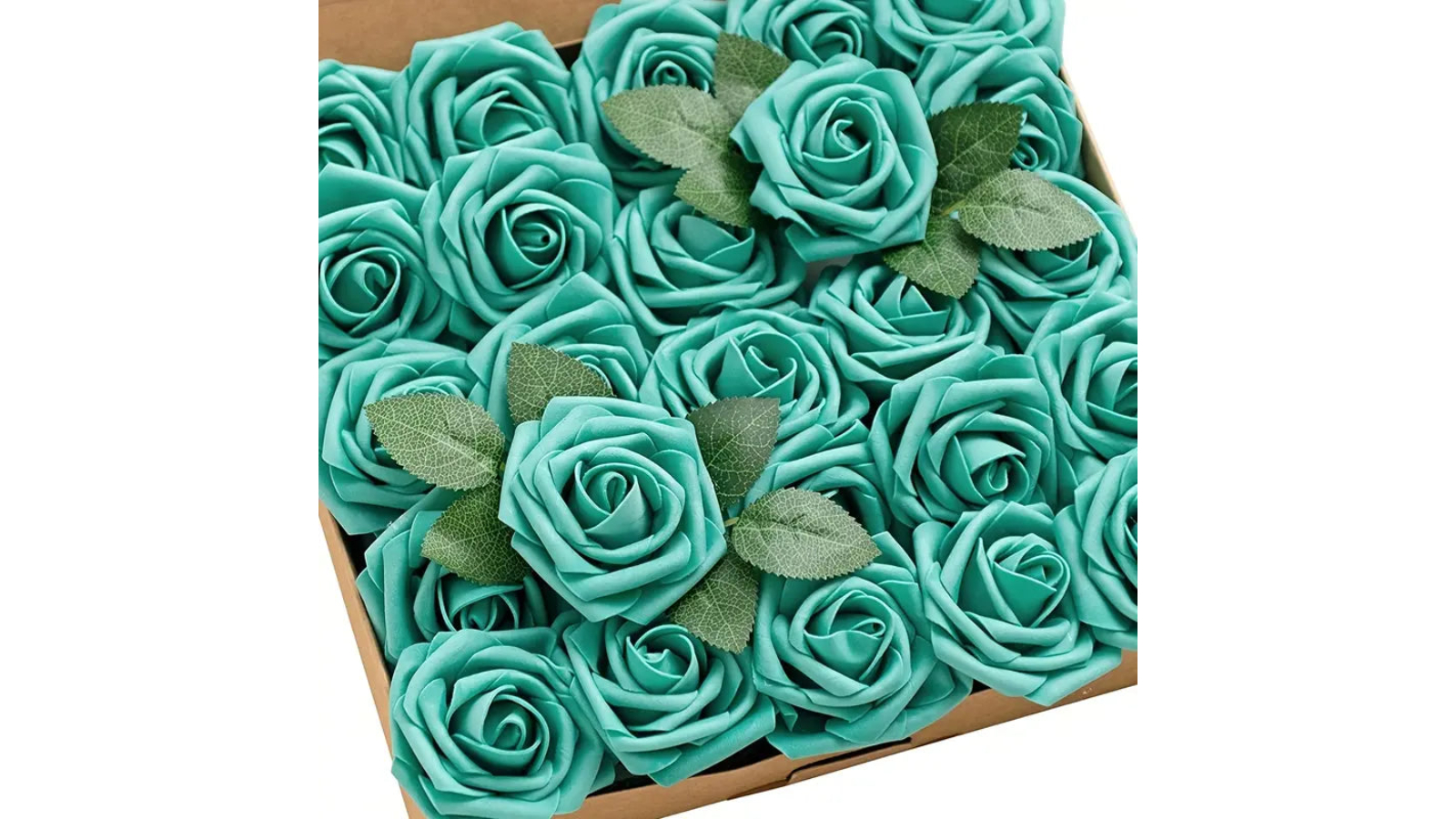TM 25 Piece Artificial Roses with Flexible Stem - Teal Green