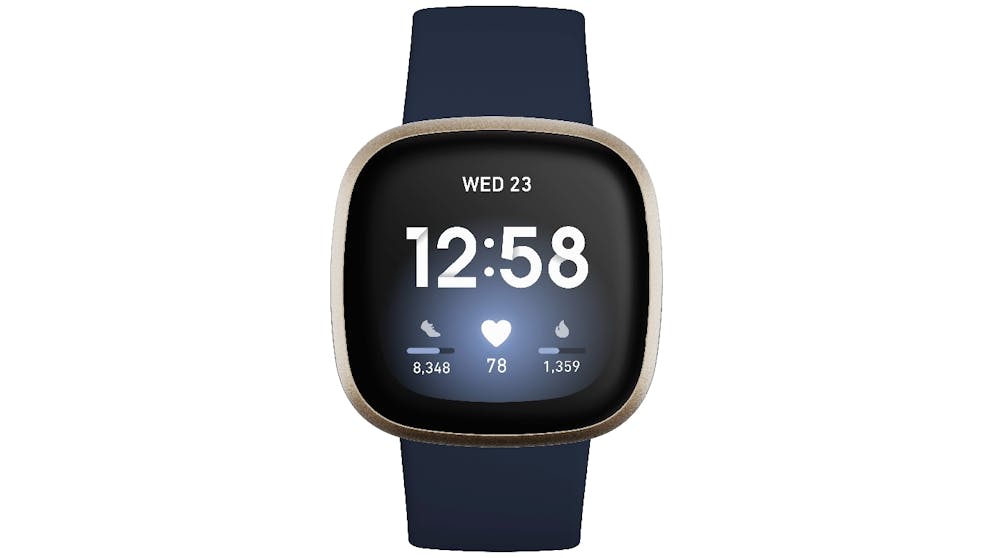 Fitbit Versa 3 Advanced Fitness Watch - Midnight/Soft Gold | Harvey Norman