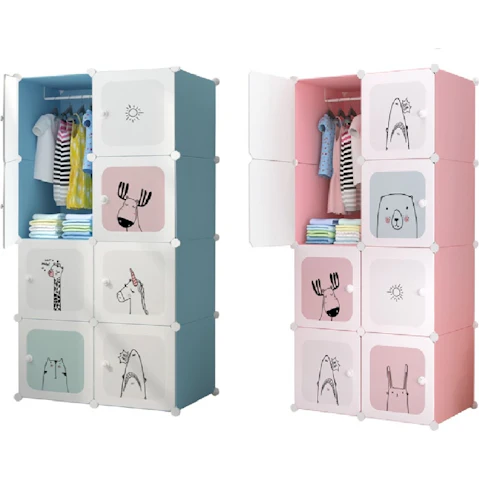 Soga 8 Cubes Modular Animal Sketch Design Storage Organiser