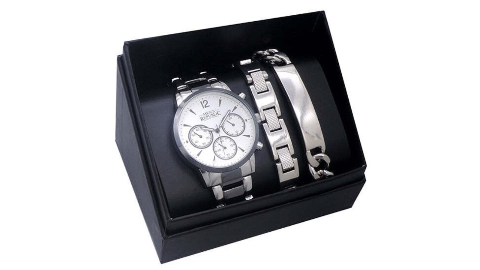 Men's Republic Watch with 2 Bracelets - Chrome-Black