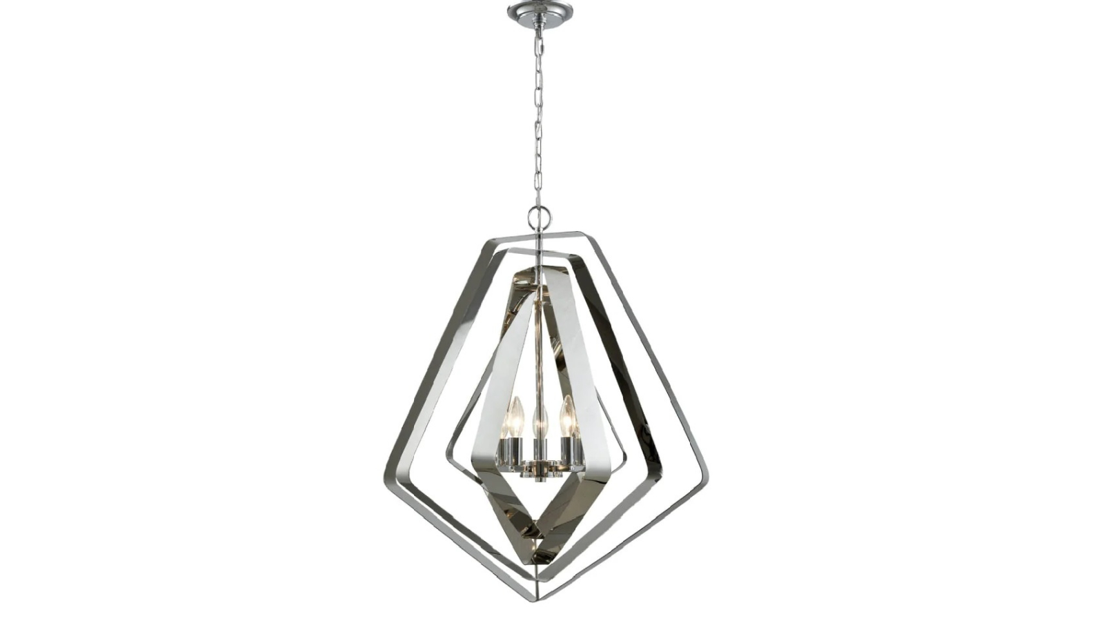 Orbita Large Bohemian Polished Nickel Pentagon x 5 Pendant Light - 66.3cm