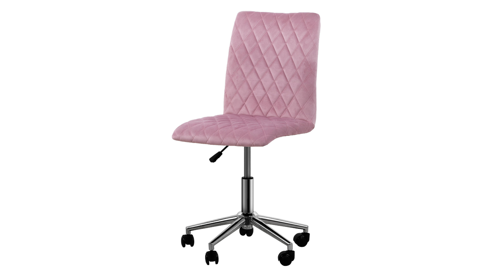 Calmare Pink Velet Armless Task Office Chair with Pneumatic Gas Lift