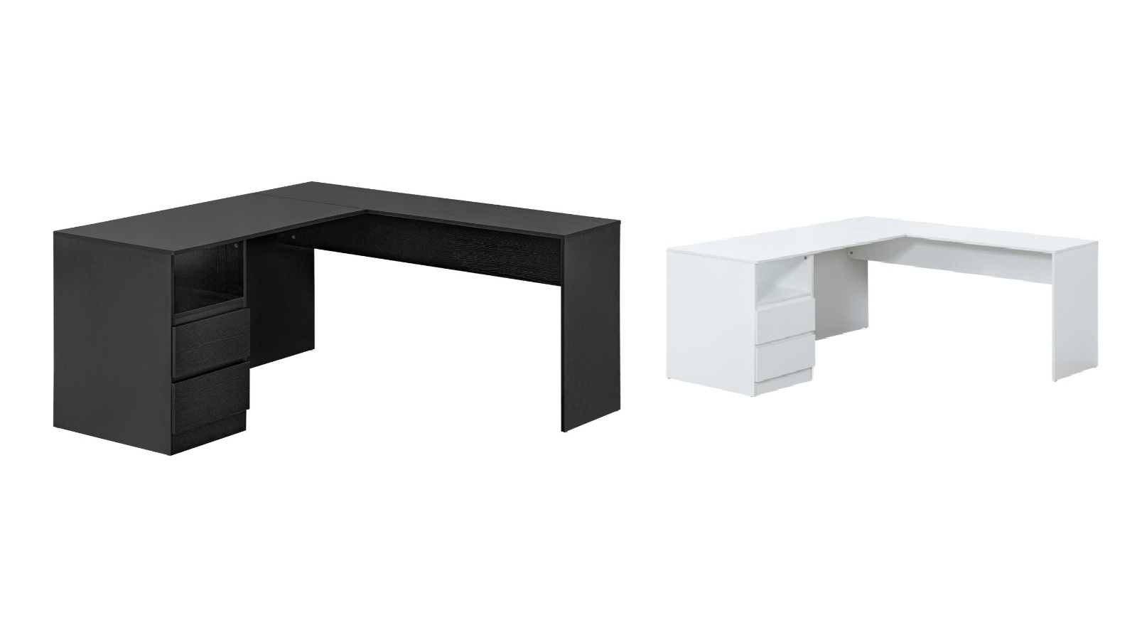 Calmare 2-Drawer L-Shaped Computer Study Desk with Power Cable Hole