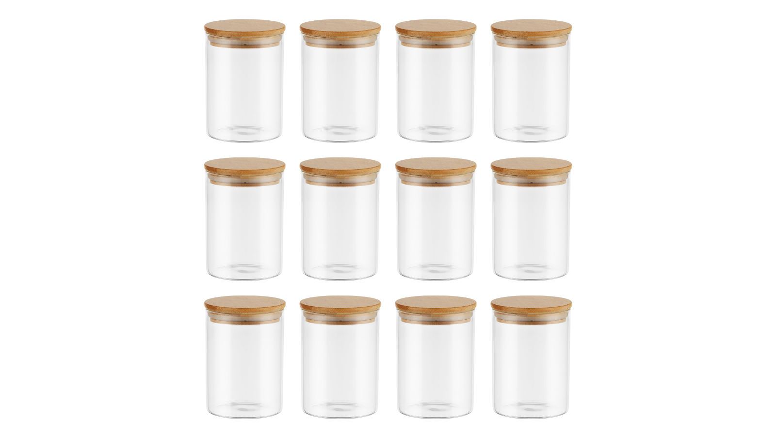 12 Piece Glass Food Storage Jars Set - 300ml