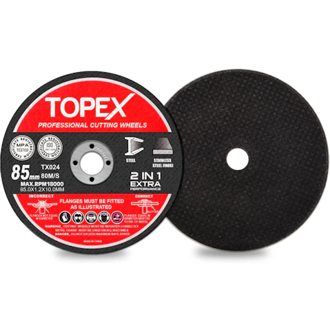 TOPEX 50-Piece 8.5cm Professional Cutting Wheels Discs 2-in-1 Steel Inox Ultra Thin