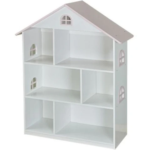 All 4 Kids Veronica Girls Pink Roof Dollhouse Bookcase