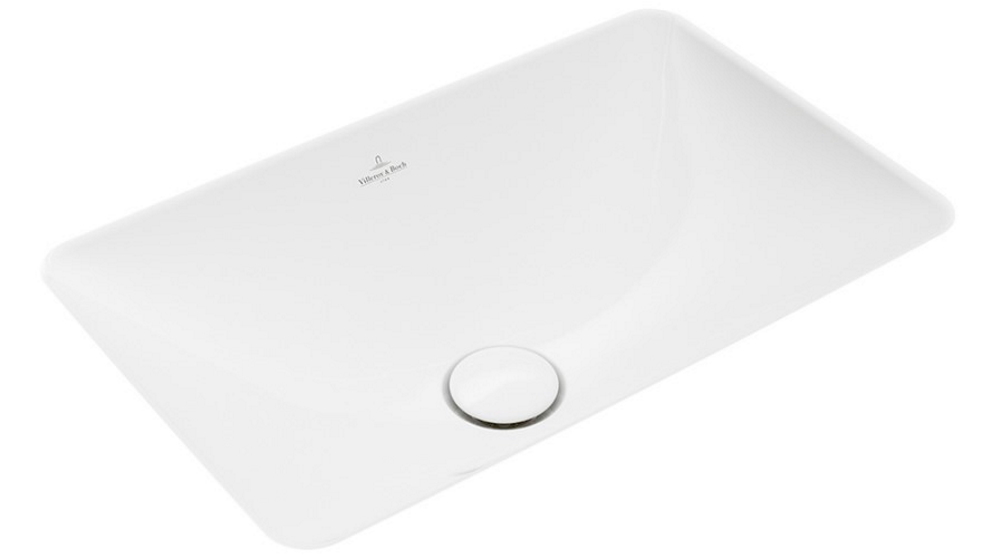 Villeroy & Boch Loop Slim 615 Rectangular Under Counter Basin with No Tap Hole - Alpine White