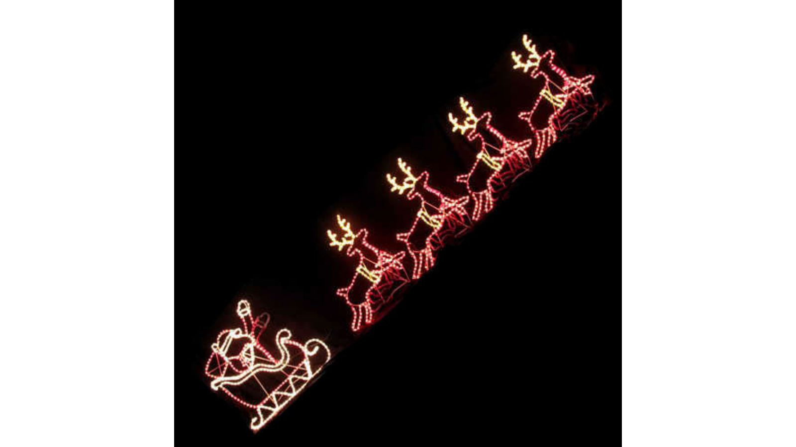Hisen Santa Riding 4 Reindeer Deer Sleigh Christmas Motif LED Rope Light