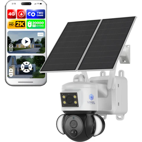 Vimel Wireless 4G Solar PTZ CCTV with Remote - 64GB