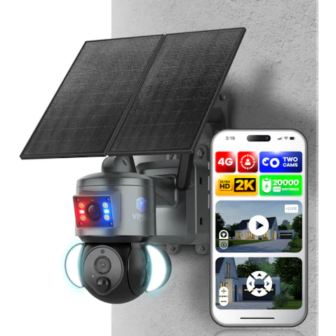 Vimel 4G Solar PTZ Security Camera with 24/7 Continuous Recording