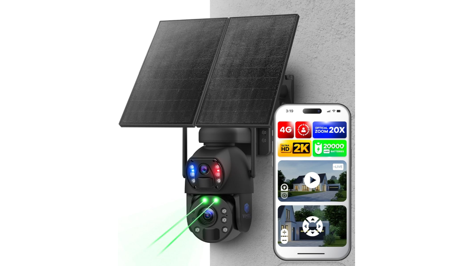 Vimel 360 View 4G Solar Battery 20X PTZ Surveillance Camera with Sim Card