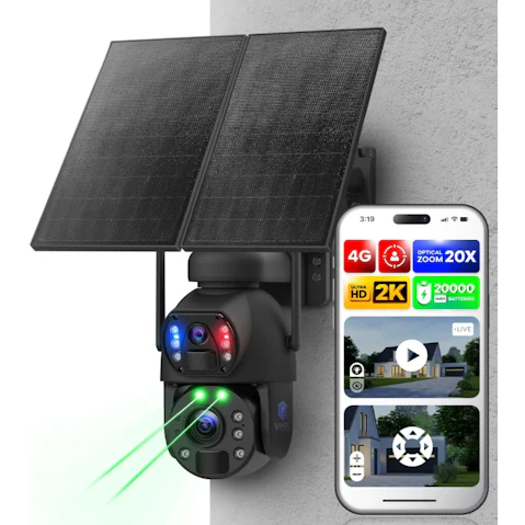 Vimel 360 View 4G Solar Battery 20X PTZ Surveillance Camera with Sim Card