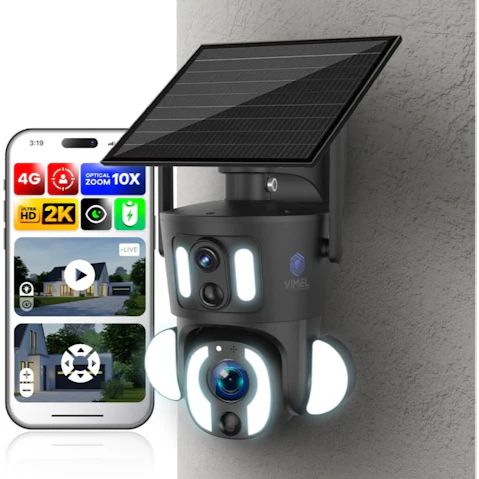 Vimel Off-Grid 4G Solar Battery 10X Security Camera with Sim Card