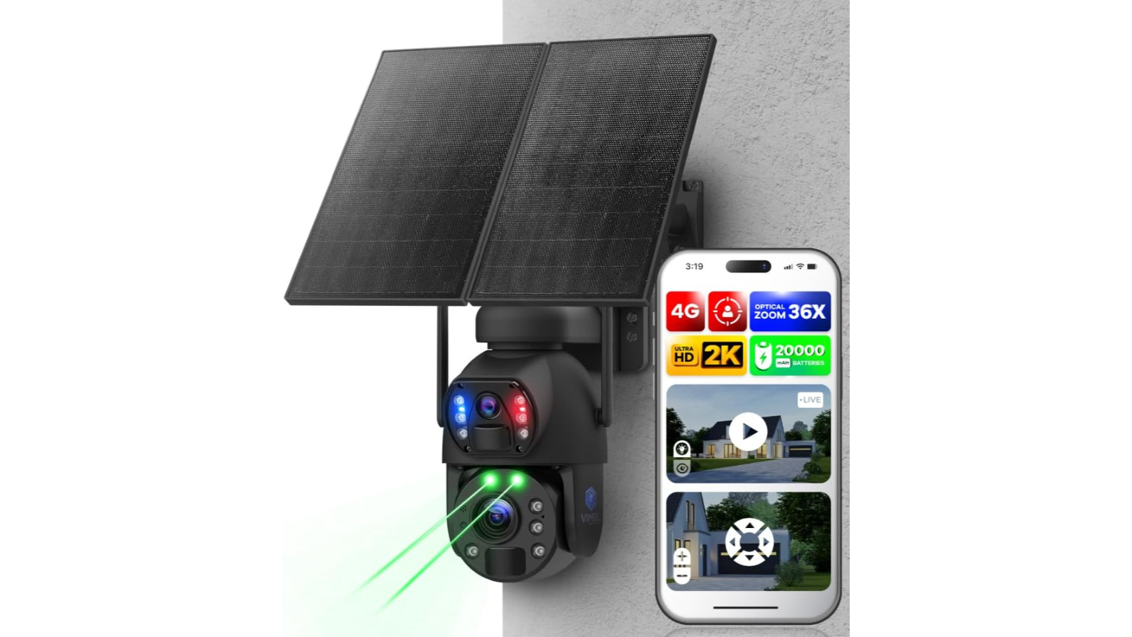 Vimel 4G Solar Battery 36X Surveillance Camera with Sim