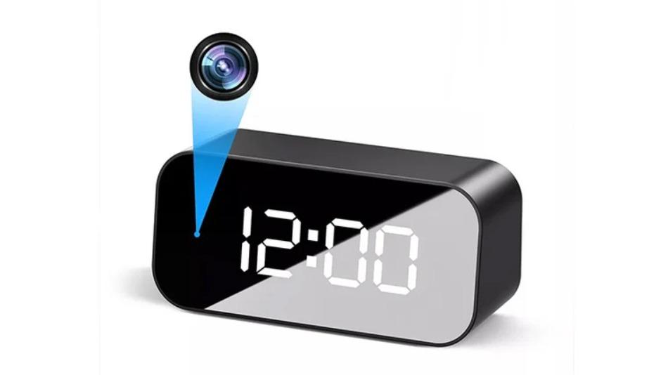 Aetertek 4K Table Alarm Clock Camera with Invisible Night Vision