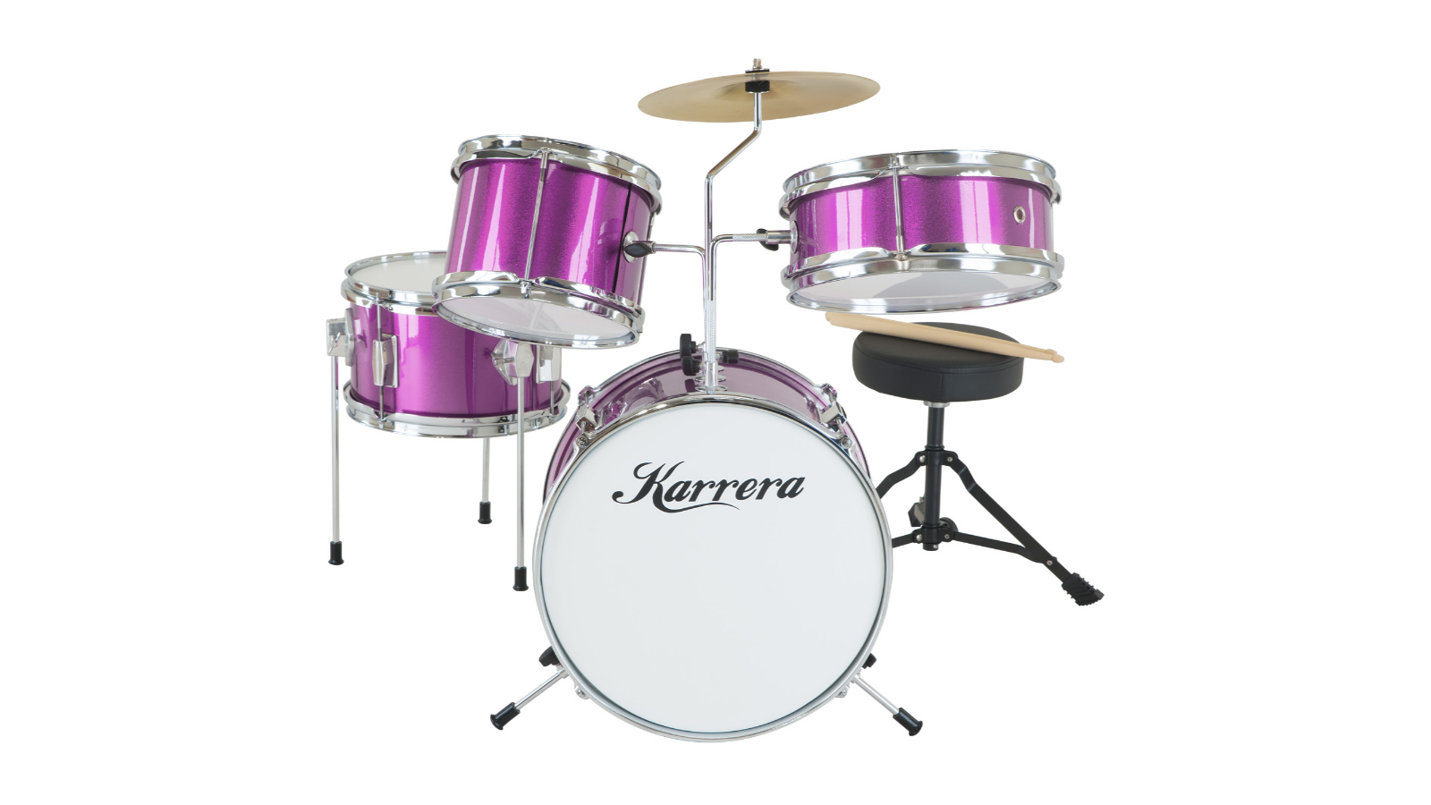 Karrera Mini 4 Piece Wooden Drum Kit Set - Metallic Purple