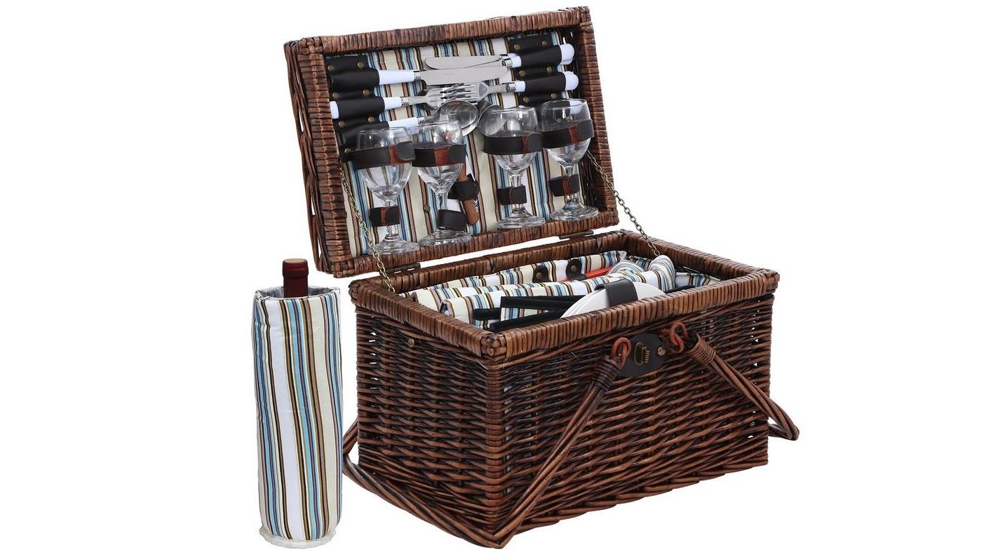 Alfresco Deluxe 4 Person Picnic Basket with Insulation Liquor Bag