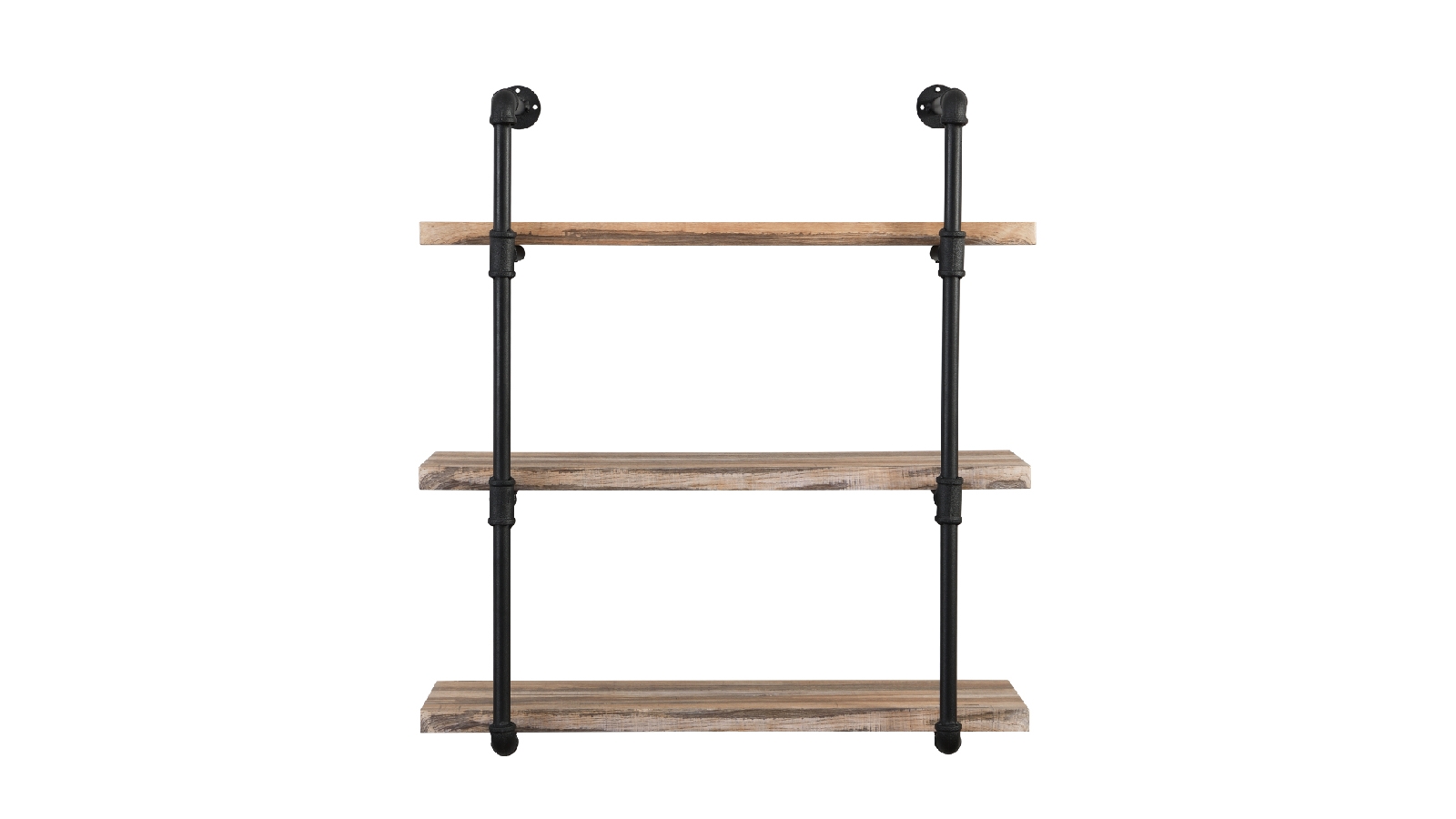 iHomDec 3 Tier Industrial Style Pipe Wall Shelf Retro - Brown