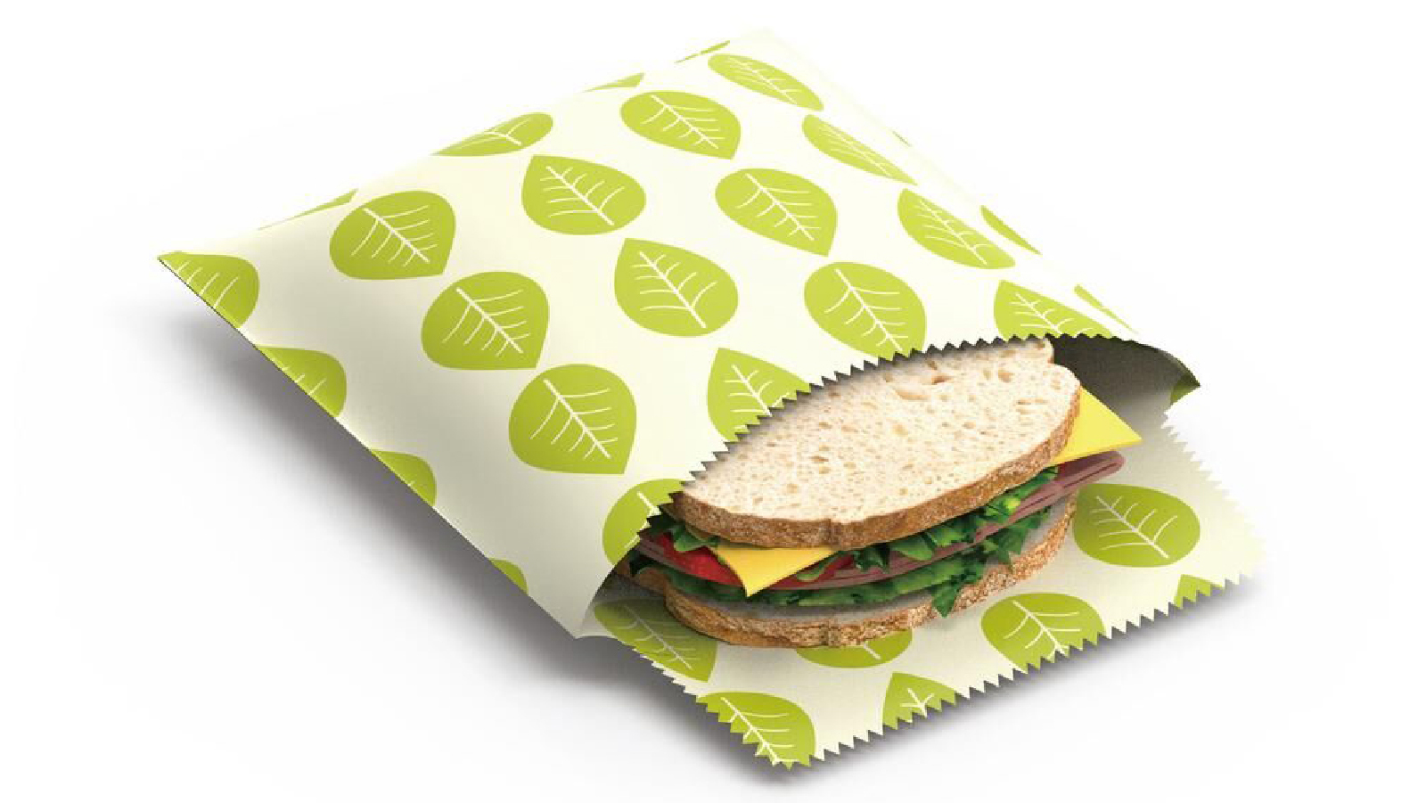 Karlstert 2 Piece of 20.5cm x 18cm x 0.5cm Natural Beeswax Sandwich Pouch - Leaves