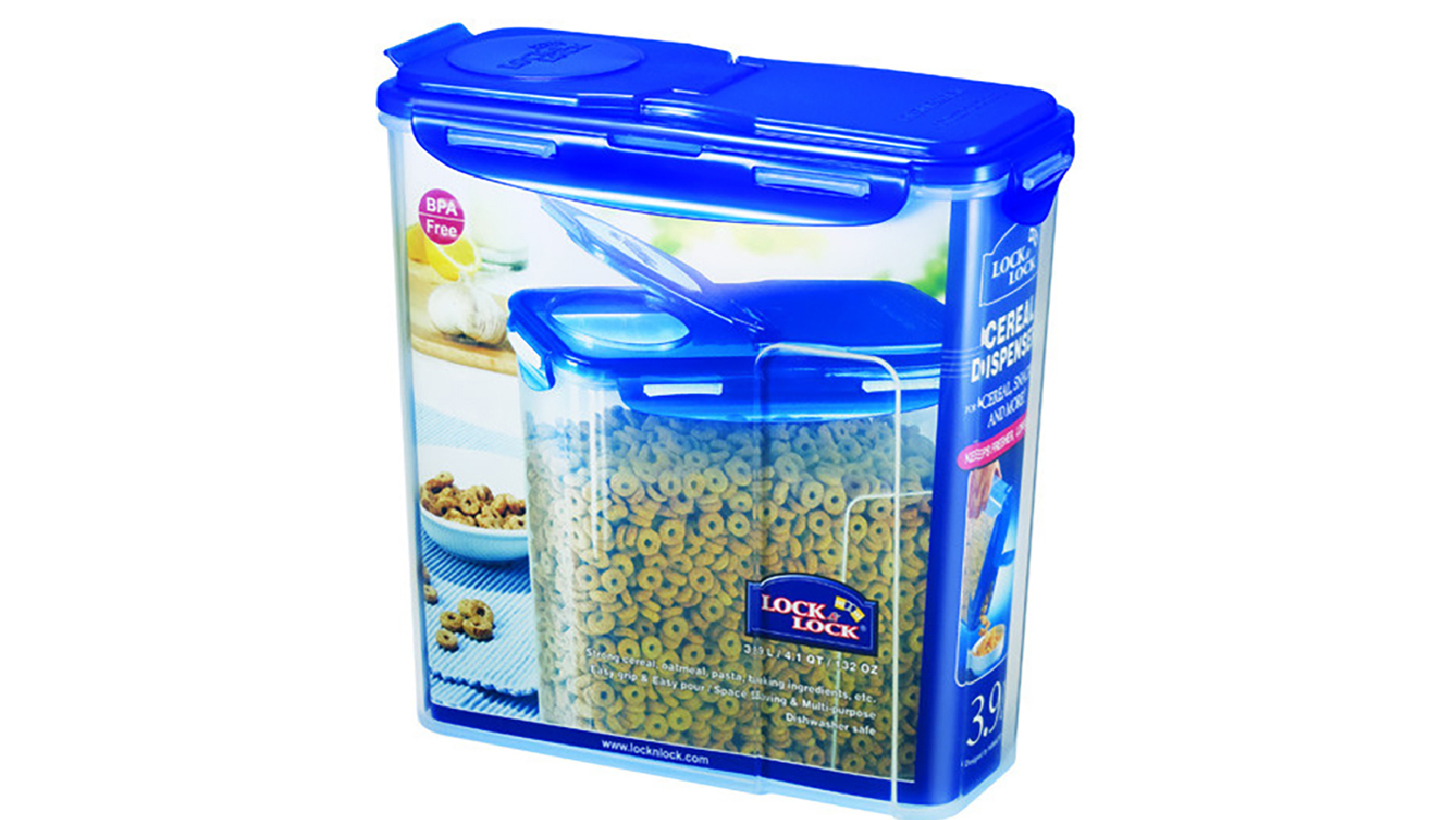 Lock and Lock 3.9L Cereal Dispenser Plastic Storage Container