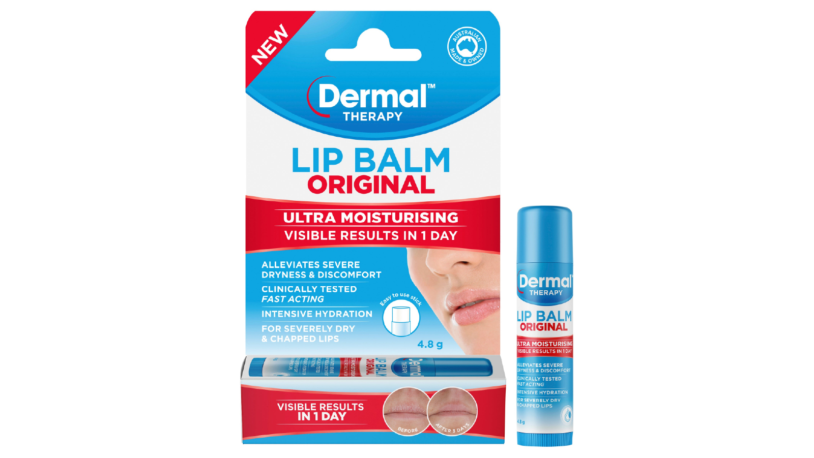 Dermal Therapy  4.8g Lip Balm Stick For Dry And Chapped Lips Spf 50 Plus
