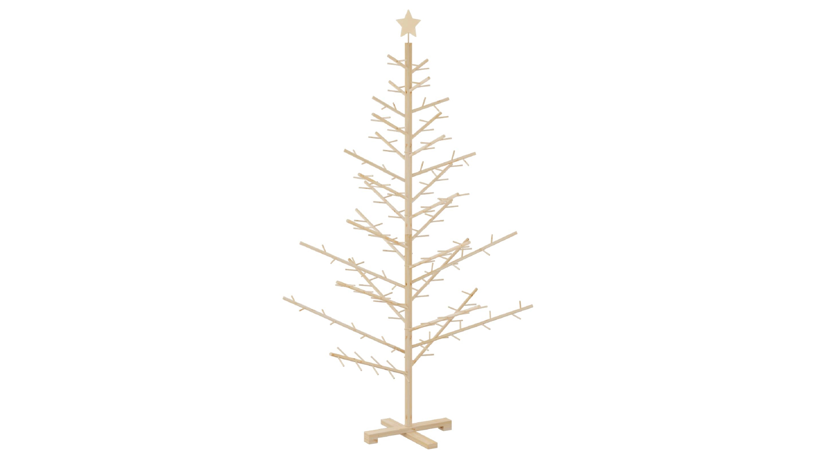 VidaXL Natural Solid Pine Wood Wooden Christmas Tree with Stand - 180 cm 
