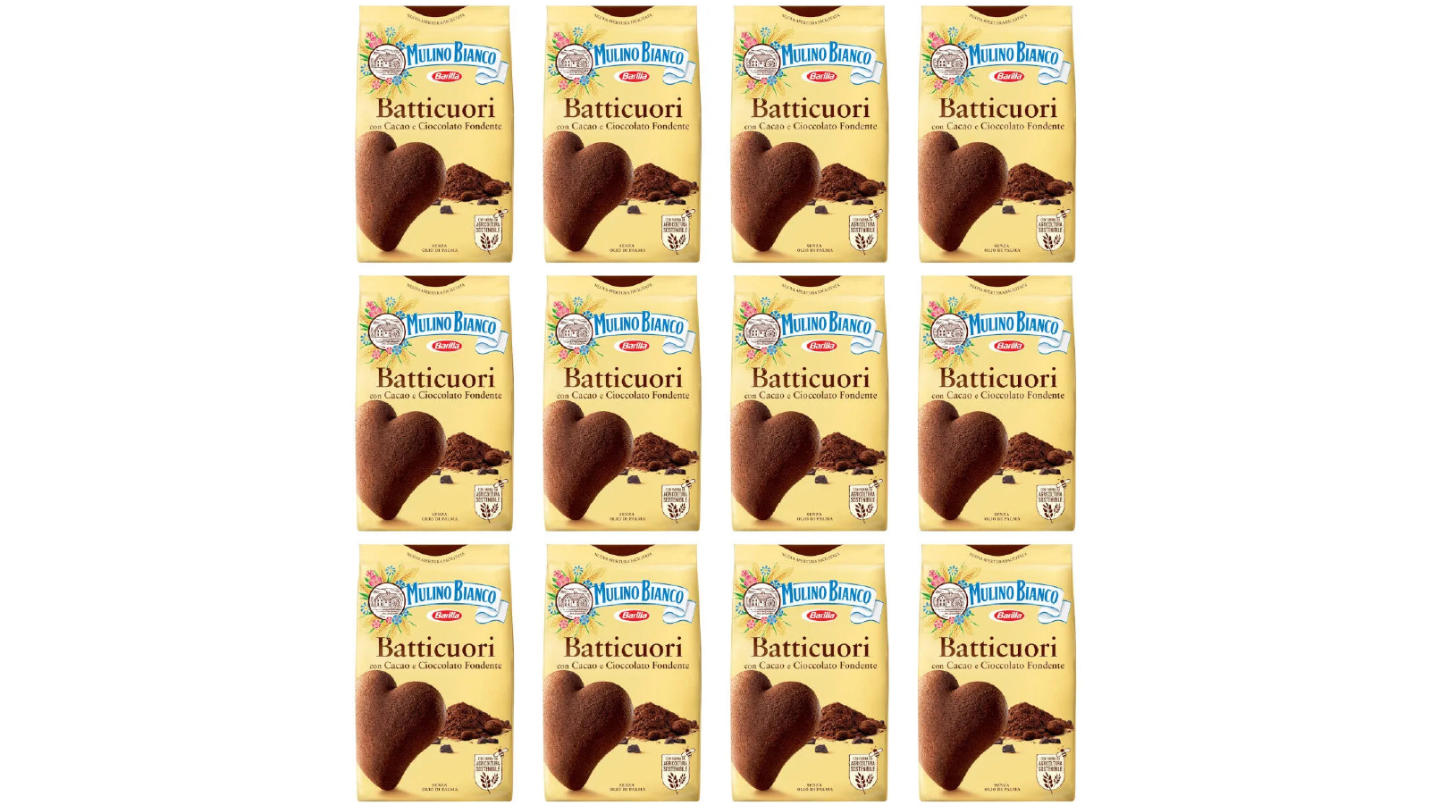 Mulino Bianco 12 Pack Bulk 350g Batticuori Shortbread Biscuits 