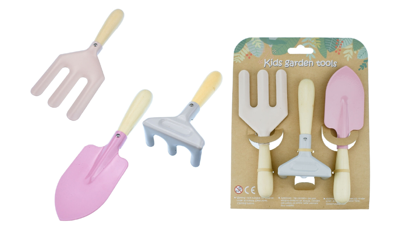 Kaper Kidz 3 Piece Calm and Breezy Kids Garden Tool Set - Pink