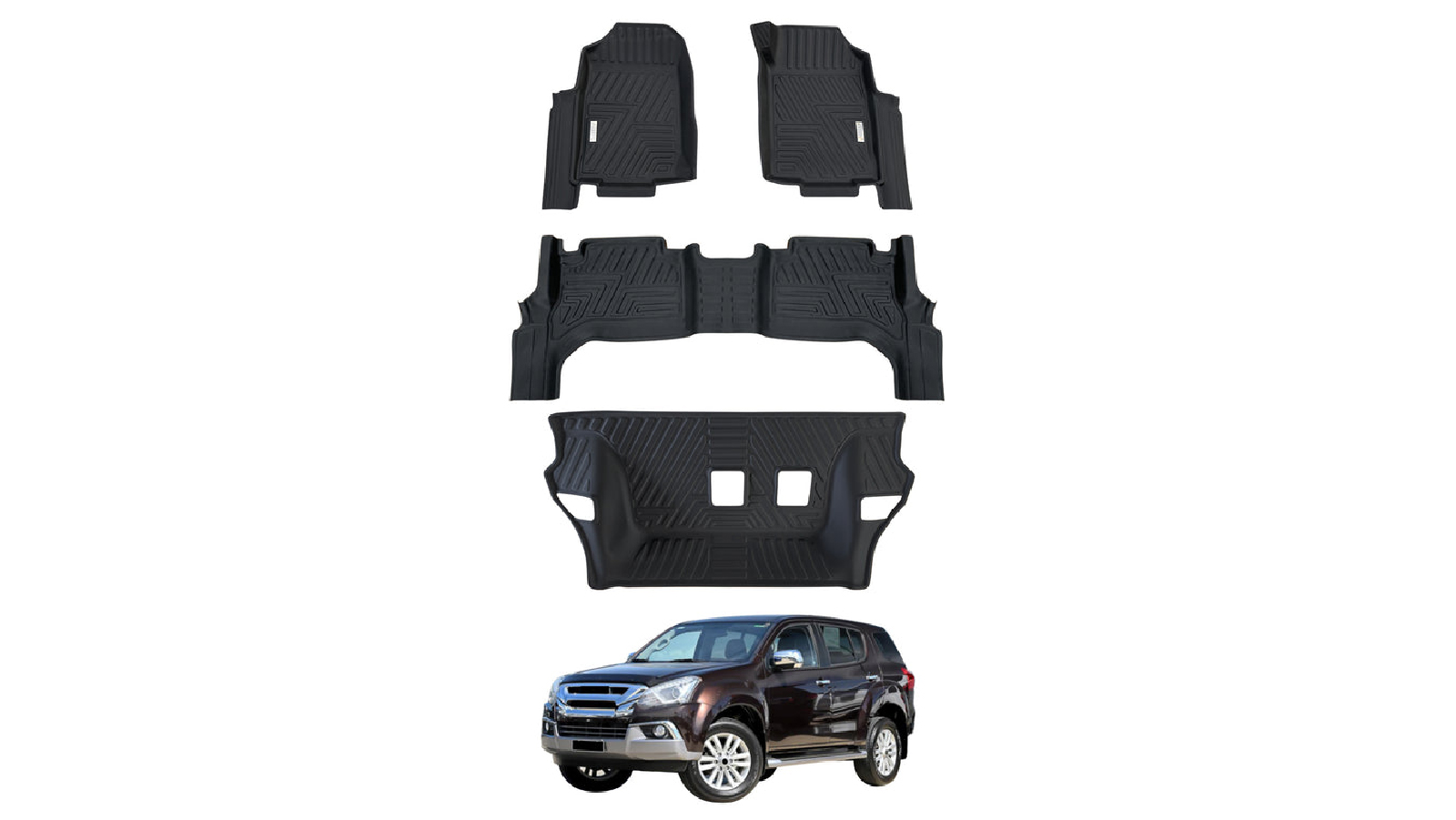 AUSGO 5D Floor Mats for ISUZU MUX MU-X 2013 to 2021 3 Row Set