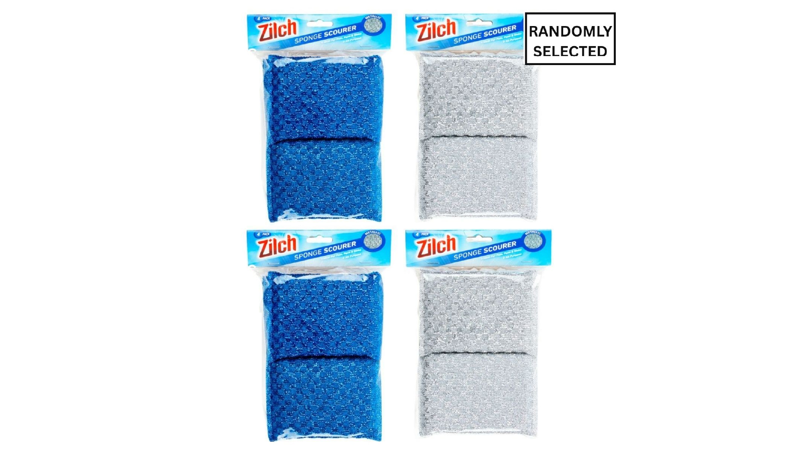 Zilch 4 x Pack of 130 x 85 x 17mm Scourer Metallic Wire Cloth with Sponge Inner