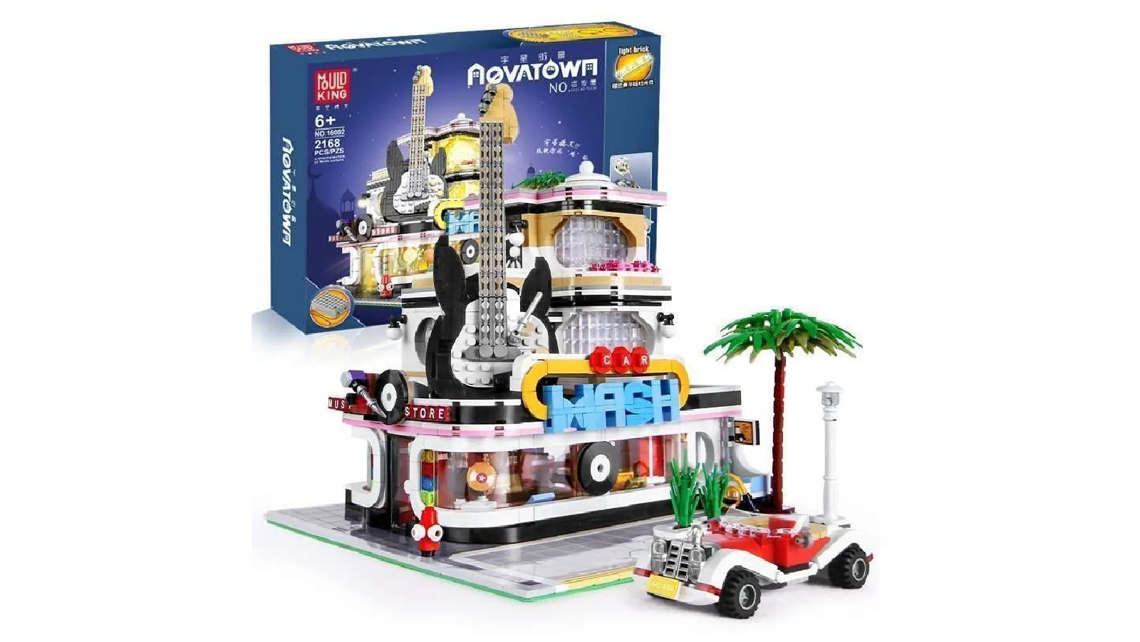 Mould King 16002 Novatown Guitar Shop with Light - 2168 Pieces